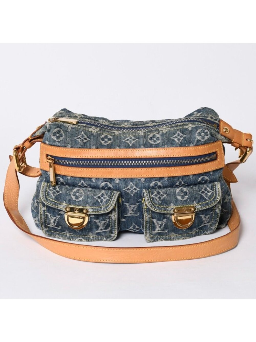 Louis Vuitton Monogram Denim Baggy PM Shoulder Bag Indigo Blue